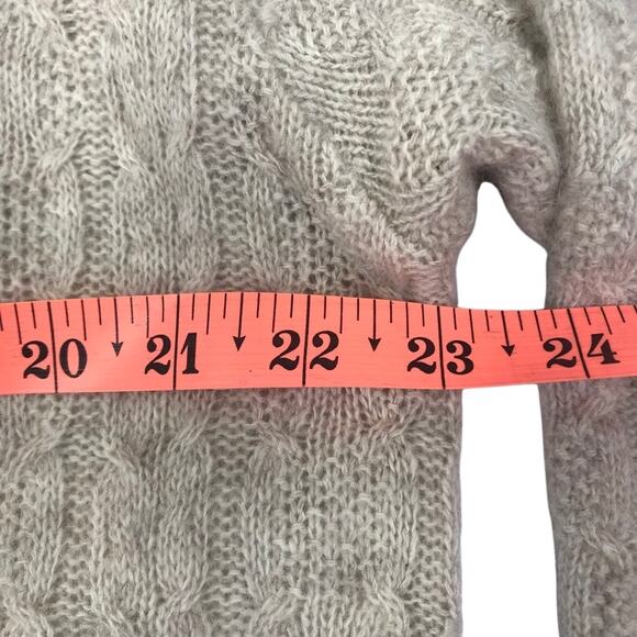 JEANNE PIERRE Lambswool Angora Blend Cable Knit Sweater-Tunic Sz L Tan Y2K Cozy - Picture 7 of 8